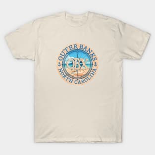 Outer Banks (OBX), North Carolina, with Beach and Wind Rose T-Shirt